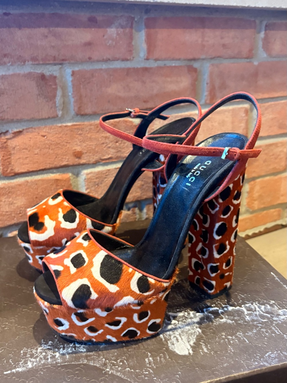 Gucci Multi Color Leopard Print Platform Sandals - Picture 2 of 5